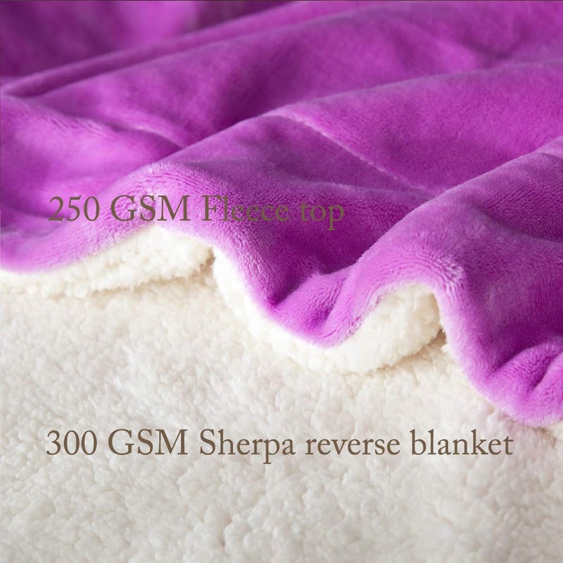 LBRO2M Sherpa Fleece Bed Blanket King Size Super Soft Fuzzy Plush Warm Cozy Fluffy Microfiber Couch Throw Velvet Double Reversible Luxurious Blankets,Purple - Image 4